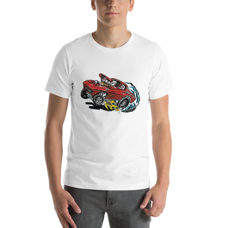 1963 Corvette Drag Car - Hot Rod Cartoon T-Shirt