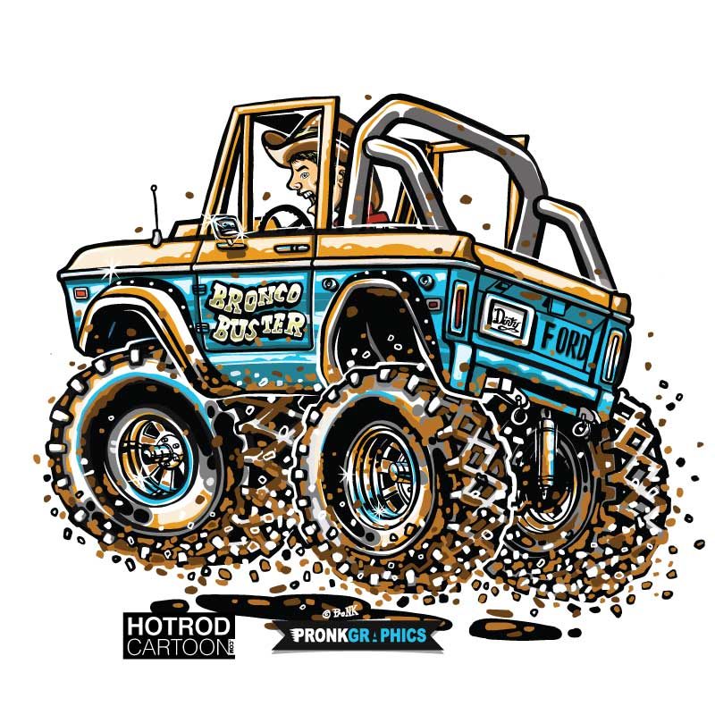 Bronco Buster - Hot Rod Cartoon T-Shirt