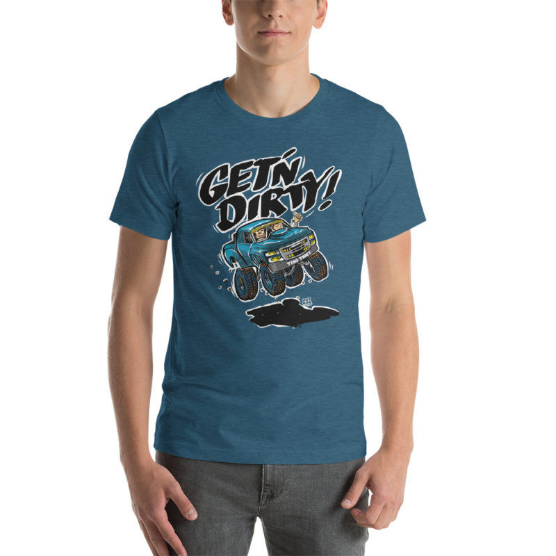 Get'n Dirty 4x4 Offroad Race Truck T-Shirt | hotrodcartoon.com