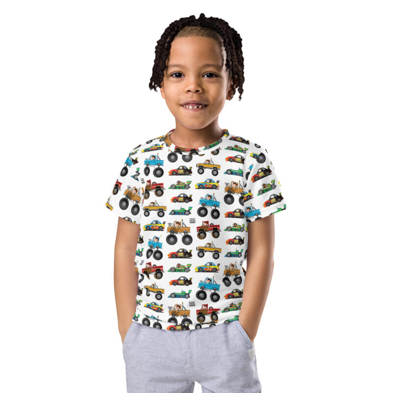 Cute Cartoon Vehicles Kids crew neck t-shirt - Image 2