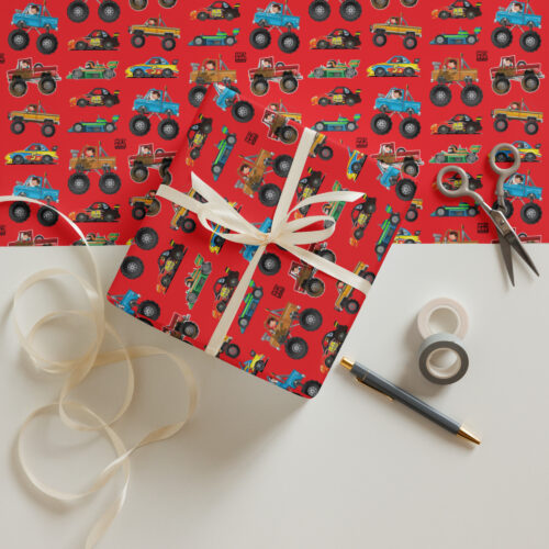 Wrapping paper sheets - Cute Cartoon Vehicles